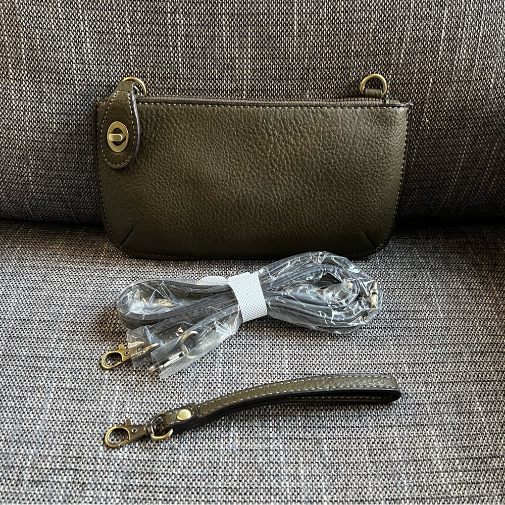 Joy Susan Crossbody Wristlet in Olive Green